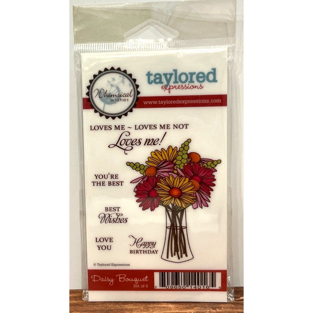 Rare HTF Taylored Expressions Daisy Bouquet Rubber Stamp Set